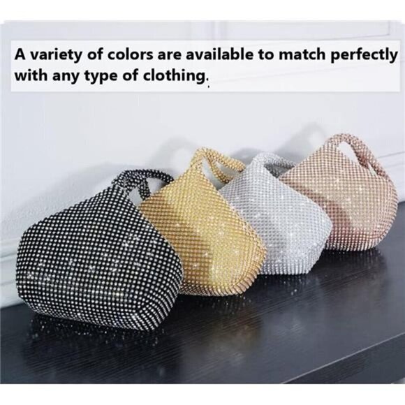 Purse Bag Bling Sparkly Rhinestone Diamond Triangle Designer Chain Clutch - Picture 6 of 7